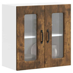 Berkfield Kitchen Wall Cabinet With Glass Door Kalmar Smoked Oak Engineered Wood