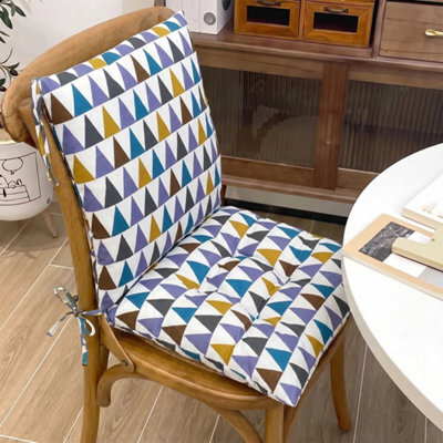 Colorful Geometric High Back Chair Cushion Seat Pad With Tie Garden Outdoor Indoor - image 1