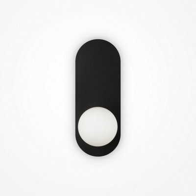 Luminosa Lighting Luminosa Bao Modern Globe Wall Lights Black 1Xg9 White Shade - image 1