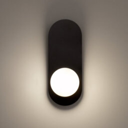 Luminosa Lighting Luminosa Bao Modern Globe Wall Lights Black 1Xg9 White Shade - thumbnail 2