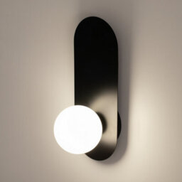 Luminosa Lighting Luminosa Bao Modern Globe Wall Lights Black 1Xg9 White Shade - thumbnail 4