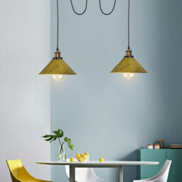 2 Head Spider Light With 2M Adjustable Cables, Vintage 22Cm Metal Brushed Brass Shade Pendant Lamp Fixture For  Indoor Lighting - thumbnail 4