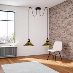 2 Head Spider Light With 2M Adjustable Cables, Vintage 22Cm Metal Brushed Brass Shade Pendant Lamp Fixture For  Indoor Lighting - thumbnail 5