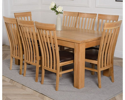 That's Furniture Dakota 182 X 92 Cm Chunky Oak Large Dining Table And 8 Chairs Dining Set With Harvard Chairs - image 1