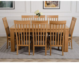 That's Furniture Dakota 182 X 92 Cm Chunky Oak Large Dining Table And 8 Chairs Dining Set With Harvard Chairs - thumbnail 2
