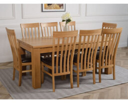 That's Furniture Dakota 182 X 92 Cm Chunky Oak Large Dining Table And 8 Chairs Dining Set With Harvard Chairs - thumbnail 3