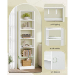 Modern Tall Narrow Bookcase With Adjustable Shelves - thumbnail 5