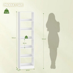 Modern Tall Narrow Bookcase With Adjustable Shelves - thumbnail 2