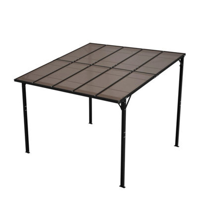 3X3M Wall Mounted Pergola Lean Uv Resistant Outdoor Canopy For Garden Deck Black - image 1