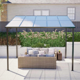 3X3M Wall Mounted Pergola Lean Uv Resistant Outdoor Canopy For Garden Deck Black - thumbnail 5
