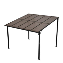 3X3M Wall Mounted Pergola Lean Uv Resistant Outdoor Canopy For Garden Deck Black - thumbnail 1