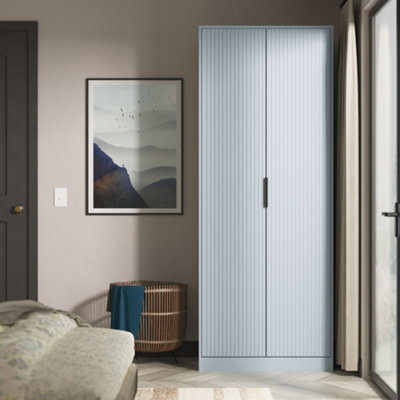 Ancona Ready Assembled Modern Matt Denim Blue Tall Double Wardrobe (H)1956mm (W)766mm (D)530mm - image 1