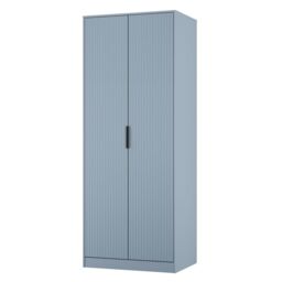 Ancona Ready Assembled Modern Matt Denim Blue Tall Double Wardrobe (H)1956mm (W)766mm (D)530mm - thumbnail 3