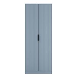 Ancona Ready Assembled Modern Matt Denim Blue Tall Double Wardrobe (H)1956mm (W)766mm (D)530mm - thumbnail 2