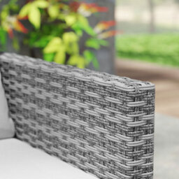 Outsunny 3Pcs Rattan Bistro Set Glass Top Table And Chairs With 4 Cushions Grey - thumbnail 7