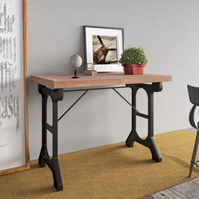Berkfield Dining Table 110X65X82 Cm Solid Wood Fir And Iron - image 1