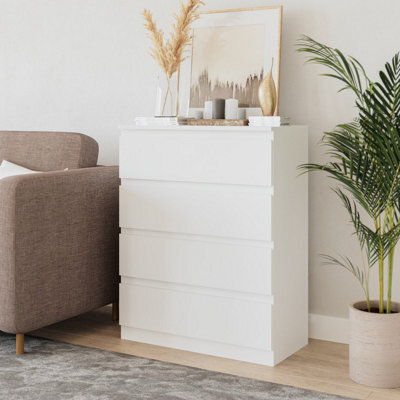 Urbn-Living Urbnliving 89Cm Height 4 Drawer White Wooden Bedroom Chest Cabinet No Handle Storage Cupboard - image 1