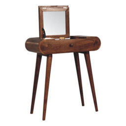 Artisan Furniture Solid Wood Mini Honey Caramel Dressing Table With Foldable Mirror, 4 Storage Compartments With Attached Mirror - thumbnail 9