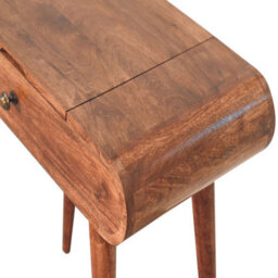 Artisan Furniture Solid Wood Mini Honey Caramel Dressing Table With Foldable Mirror, 4 Storage Compartments With Attached Mirror - thumbnail 6