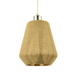 Happy Homewares Modern Designer Glass Pendant Lamp Shade Wrapped In Natural Oatmeal Linen Fabric - thumbnail 2