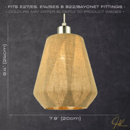 Happy Homewares Modern Designer Glass Pendant Lamp Shade Wrapped In Natural Oatmeal Linen Fabric - thumbnail 7
