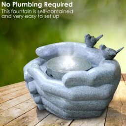 Geezy Cupped Hands Water Feature Outdoor Indoor Led Fountain Waterfall Garden Decor - thumbnail 5