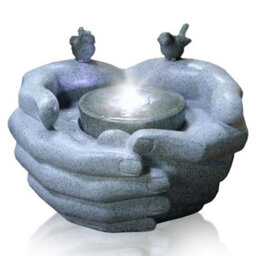 Geezy Cupped Hands Water Feature Outdoor Indoor Led Fountain Waterfall Garden Decor