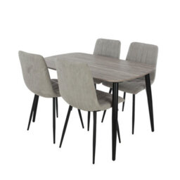 Core Products Aspen Grey Oak Effect 120Cm Rectangular Dining Table With 4 Light Grey Cord Fabric Straight Stitch Design Chairs - thumbnail 2