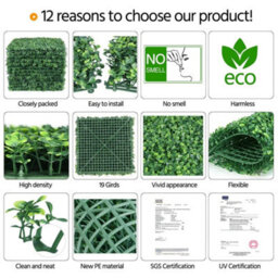 12X Artificial Greenery Wall Hedge Grass Fence Plant Fake Mat Foliage Panel - thumbnail 3