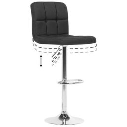 Wyld And Coco Black Fabric Swivel Kitchen Bar Stools Set Of 2 - Adjustable Height, Chrome Base - thumbnail 8