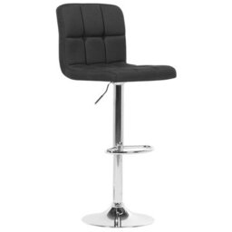 Wyld And Coco Black Fabric Swivel Kitchen Bar Stools Set Of 2 - Adjustable Height, Chrome Base - thumbnail 3