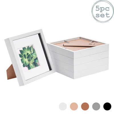 "Nicola Spring 8 X 8"" Photo Frames - White/white Mount - 3D Picture Frame Box Portrait Display Case (22.5 X 22.5Cm) Set Of 5" - image 1