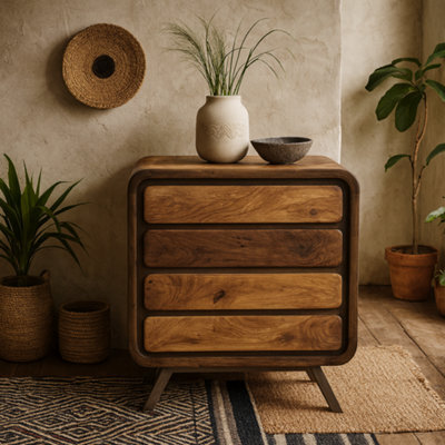 Wyld Haus Los Angeles Reclaimed Wood & Metal 4-Drawer Wide Chest - image 1