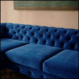 Monaco Chesterfield 3 Seater Chaise Sofa Blue Velvet L Shaped Corner Chaise- Right Hand Deep Buttoned Upholstery Couch Lounge - thumbnail 4