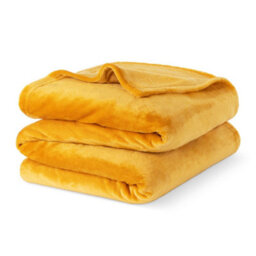 Livivo Super Soft Flannel Fleece Blanket - Double Bed & Couch Throw - Yellow
