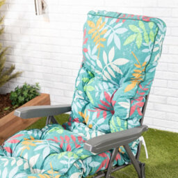 Alfresia Sun Lounger, Charcoal Frame With Classic Alexandra Green Leaf Cushion - thumbnail 3