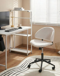 Beliani Office Chair Kiana Corduroy Off-White - thumbnail 2