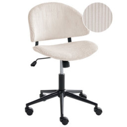 Beliani Office Chair Kiana Corduroy Off-White - thumbnail 1