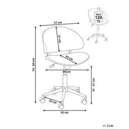 Beliani Office Chair Kiana Corduroy Off-White - thumbnail 3