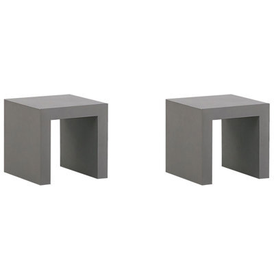 Beliani Set Of 2 Garden Chairs Taranto Concrete Grey - image 1