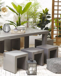 Beliani Set Of 2 Garden Chairs Taranto Concrete Grey - thumbnail 2