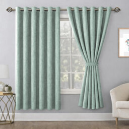 Bedlooms Sage Green Linen Curtain 100% Blackout Thermal Insulated Eyelet Curtain (Pair) 66 X 54 Inches With Tie Back Two Brand - thumbnail 9