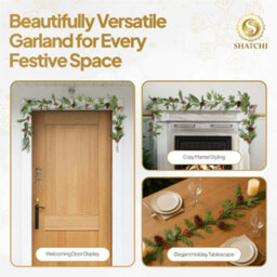 Shatchi Shathci 180Cm Cedar Garland With Red Berry & Pinecone Wreath For Xmas Home Décor - thumbnail 8