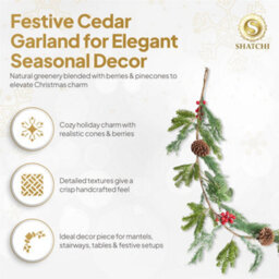 Shatchi Shathci 180Cm Cedar Garland With Red Berry & Pinecone Wreath For Xmas Home Décor - thumbnail 4