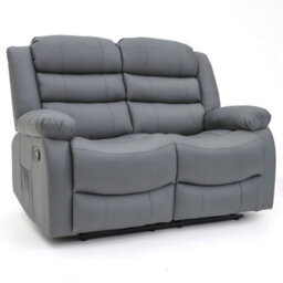 Roma Leather Manual Recliner 2 Seater Sofa In Grey Colour - thumbnail 1