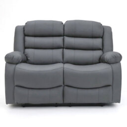 Roma Leather Manual Recliner 2 Seater Sofa In Grey Colour - thumbnail 5