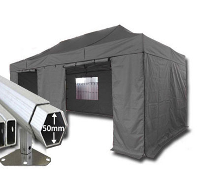 Crocodile Trading 3M X 6M Extreme 50 Commercial Instant Shelter Pop Up Gazebos Frame, Canopy & Sides - Black - image 1