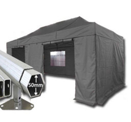 Crocodile Trading 3M X 6M Extreme 50 Commercial Instant Shelter Pop Up Gazebos Frame, Canopy & Sides - Black - thumbnail 1