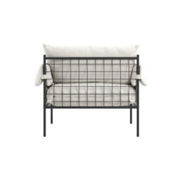 Wyld Haus Wardour Armchair - White Houseweave Fabric, Matt Black Metal Legs - thumbnail 5