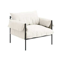 Wyld Haus Wardour Armchair - White Houseweave Fabric, Matt Black Metal Legs - thumbnail 3